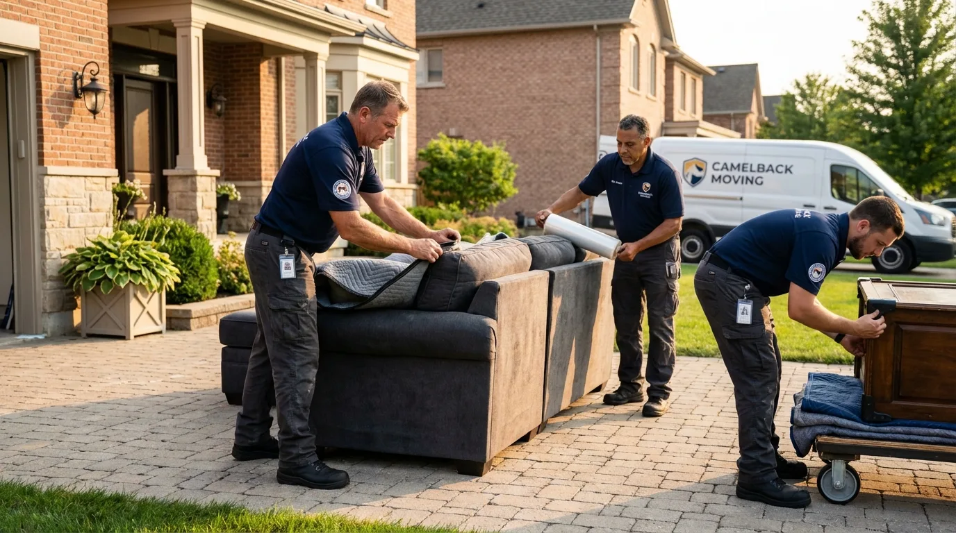 Large estate moving crew wrapping furniture in Middlesboro, KY